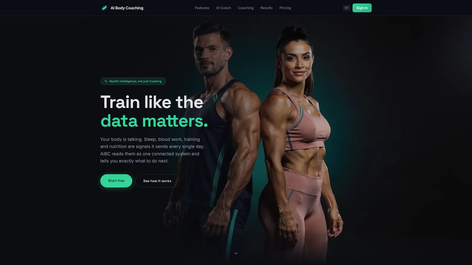AI Body Coaching on a desktop screen, with the app on a phone